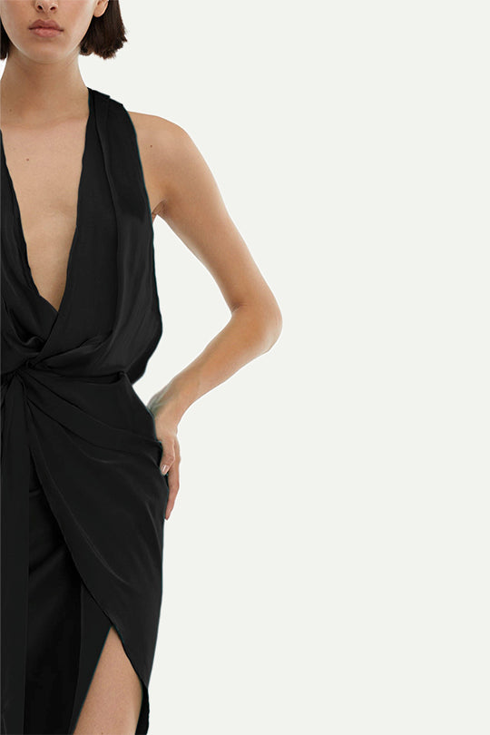 שמלה א- סימטרית Perry בצבע שחור