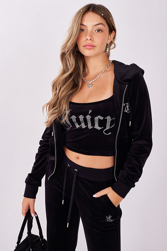 קפוצ'ון Ini Mixed Crystal Track בצבע שחור - Juicy Couture