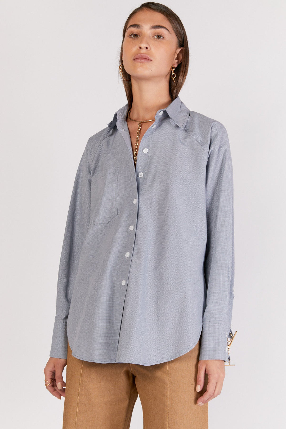 MARTHA SHIRT RAZILI X NORITAMY משובץ כחול לבן - Razili X Noritamy